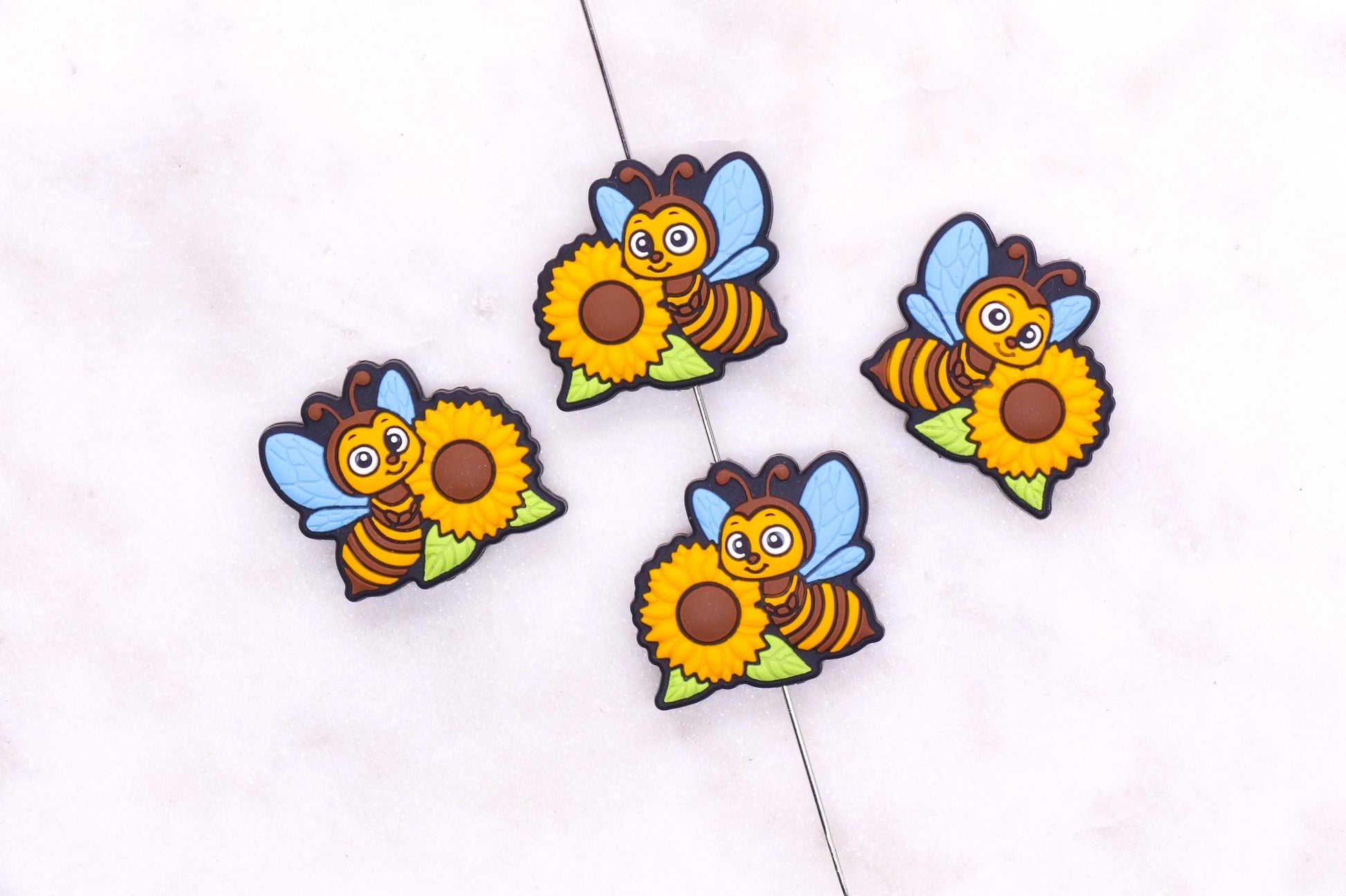 Bee Silicone Beads, Sunflower Focal Beads, Honeycomb Beads for Bracelets, Beadable Pen DIY Supplies, Spring Craft Jewelry Making #903