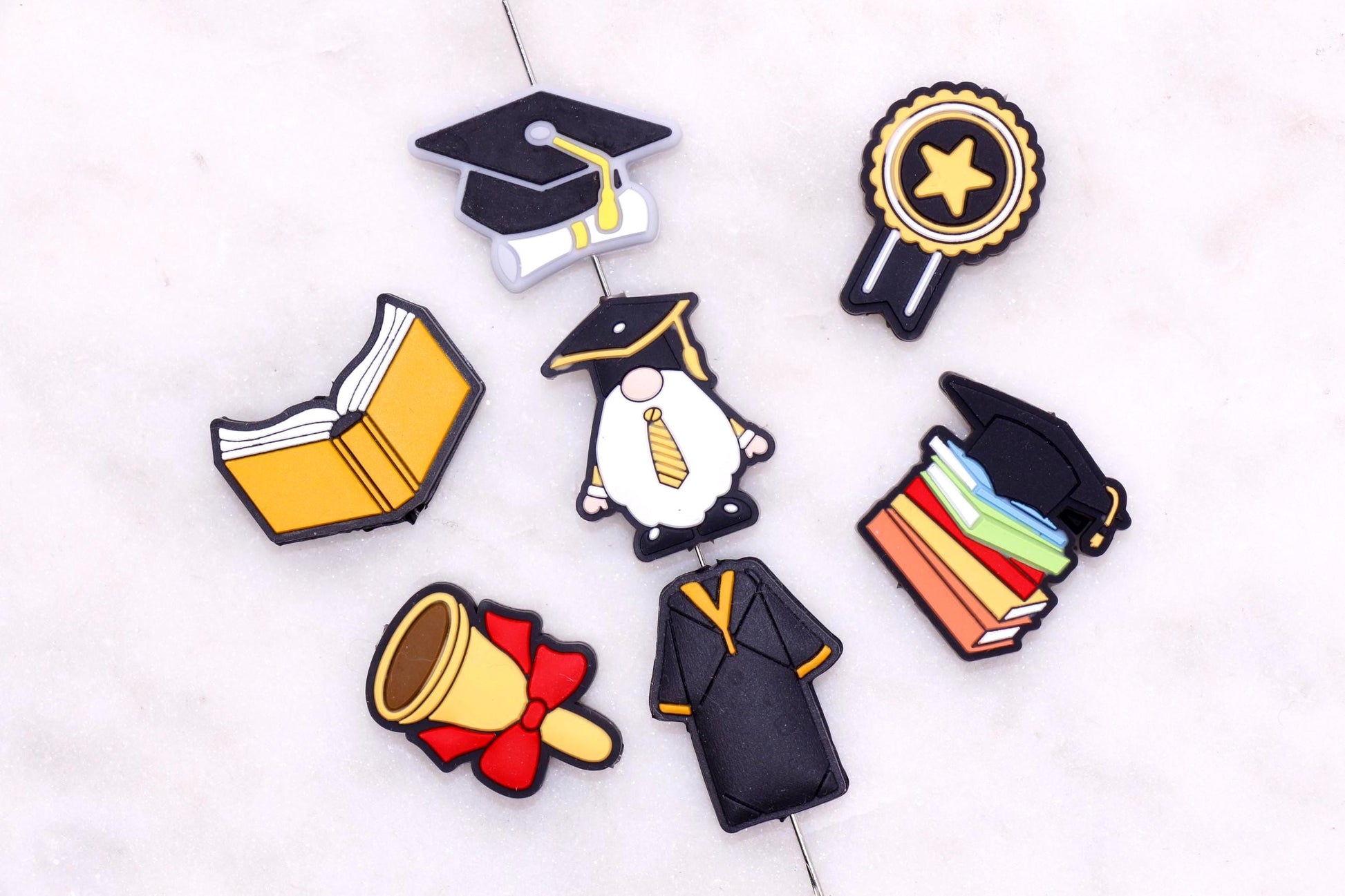Graduation Silicone Beads, Cap and Gown Focal Beads, DIY Graduation Jewelry Supplies, Gift for Seniors, Gift for Graduates