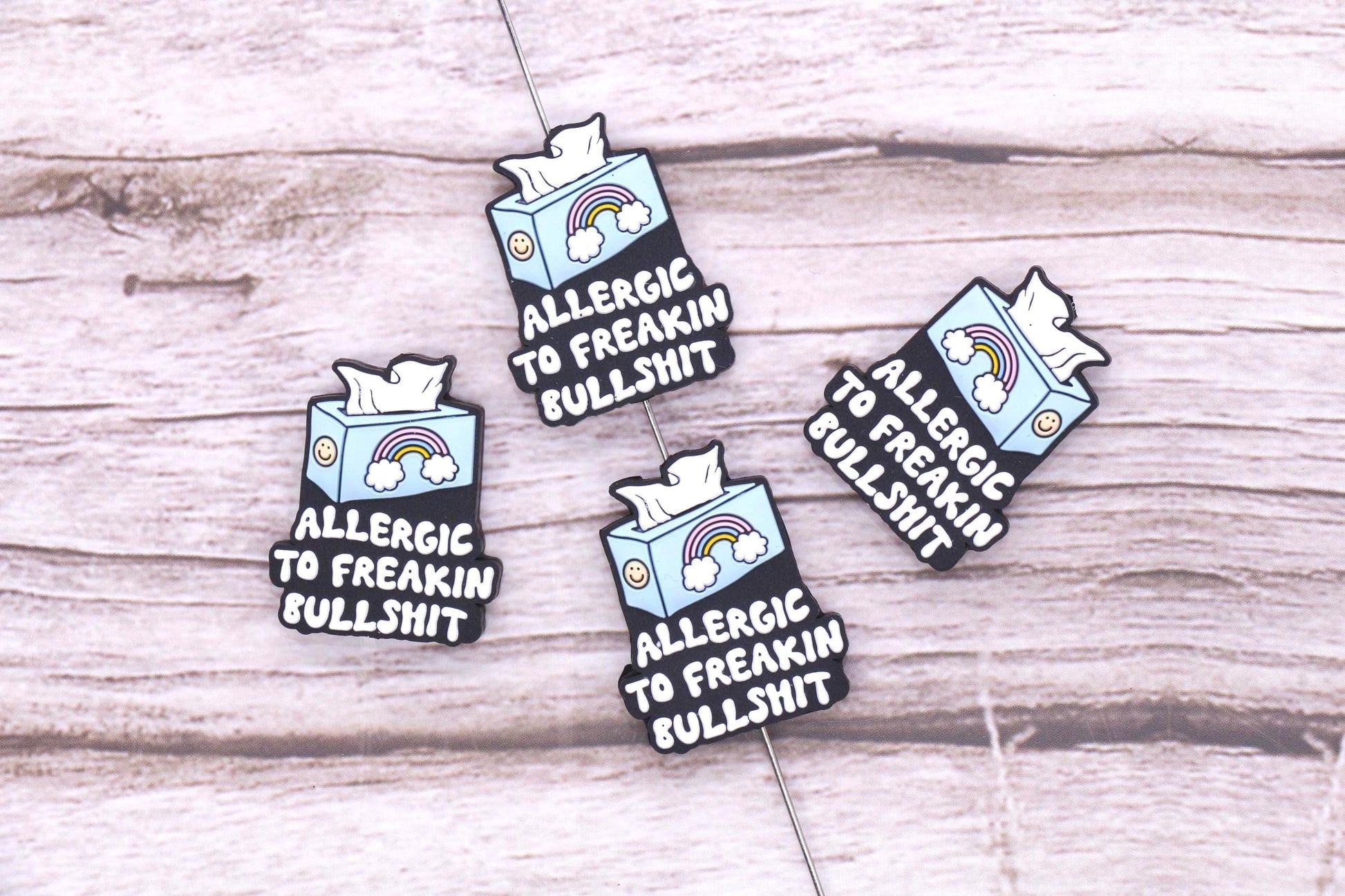 Silicone Focal Beads, Allergic to Freakin BS Funny Saying Beads, Jewelry Making Supplies for Bracelets Keychains, Sarcastic Craft Beads #911