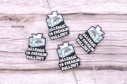 Silicone Focal Beads, Allergic to Freakin BS Funny Saying Beads, Jewelry Making Supplies for Bracelets Keychains, Sarcastic Craft Beads #911
