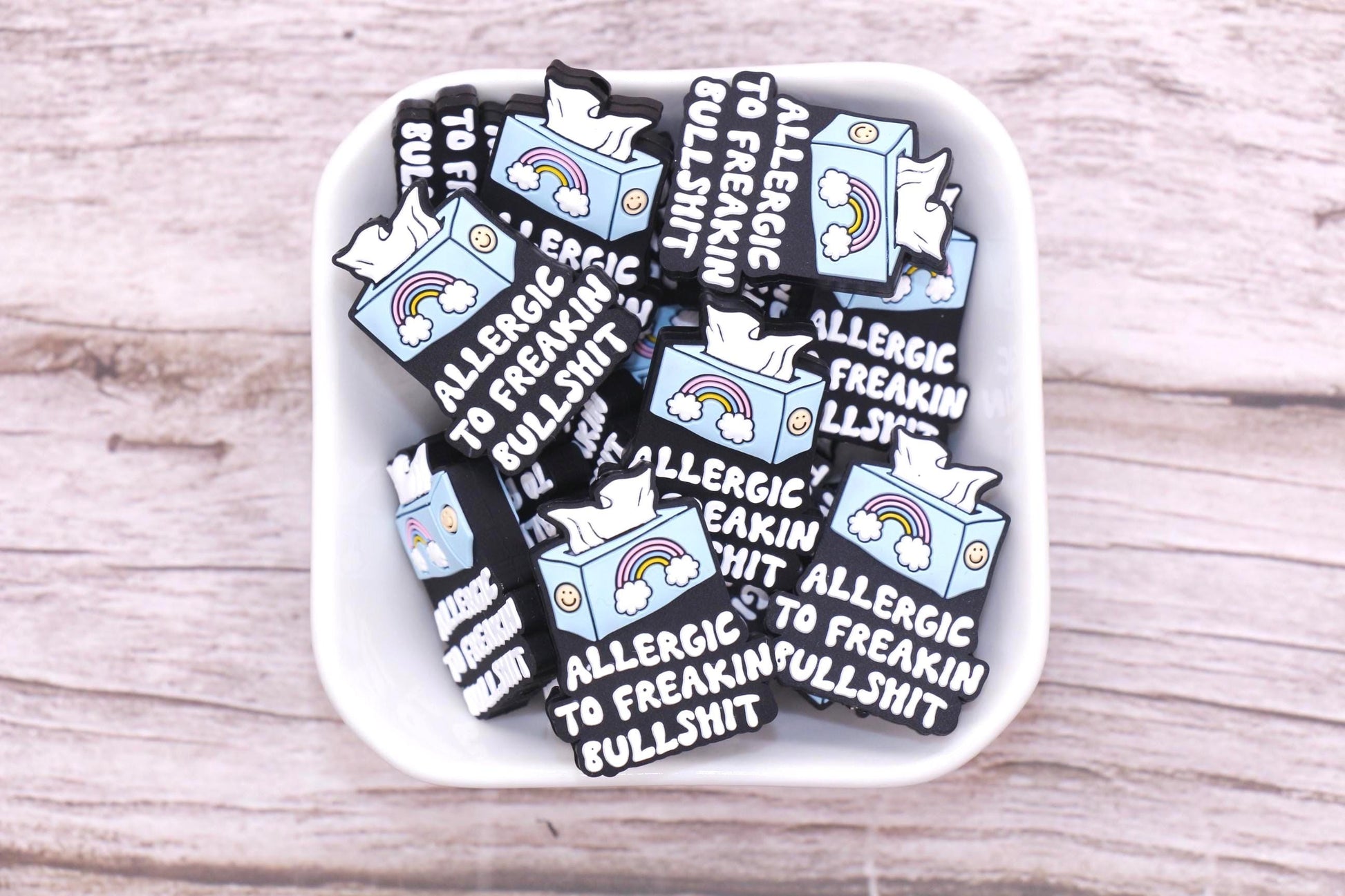 Silicone Focal Beads, Allergic to Freakin BS Funny Saying Beads, Jewelry Making Supplies for Bracelets Keychains, Sarcastic Craft Beads #911