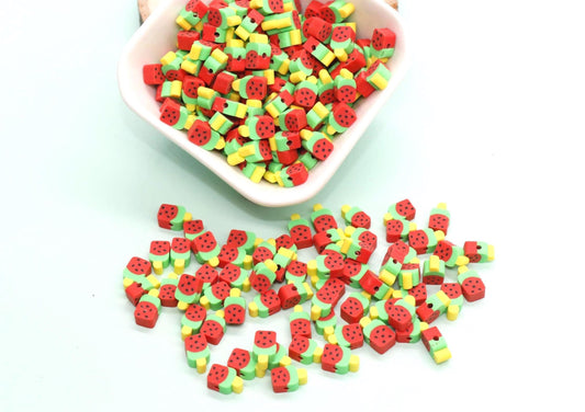Watermelon Popsicle Polymer Clay Beads, Jewelry Making Supplies, Cute Fruit Charms for Bracelets Necklaces, DIY Sweet Food Beads #917