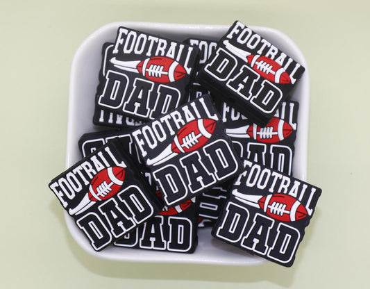 Football Dad Silicone Focal Beads, Father's Day Beads, Unique Football Beads for Dad, Craft Supplies, DIY Projects #F764
