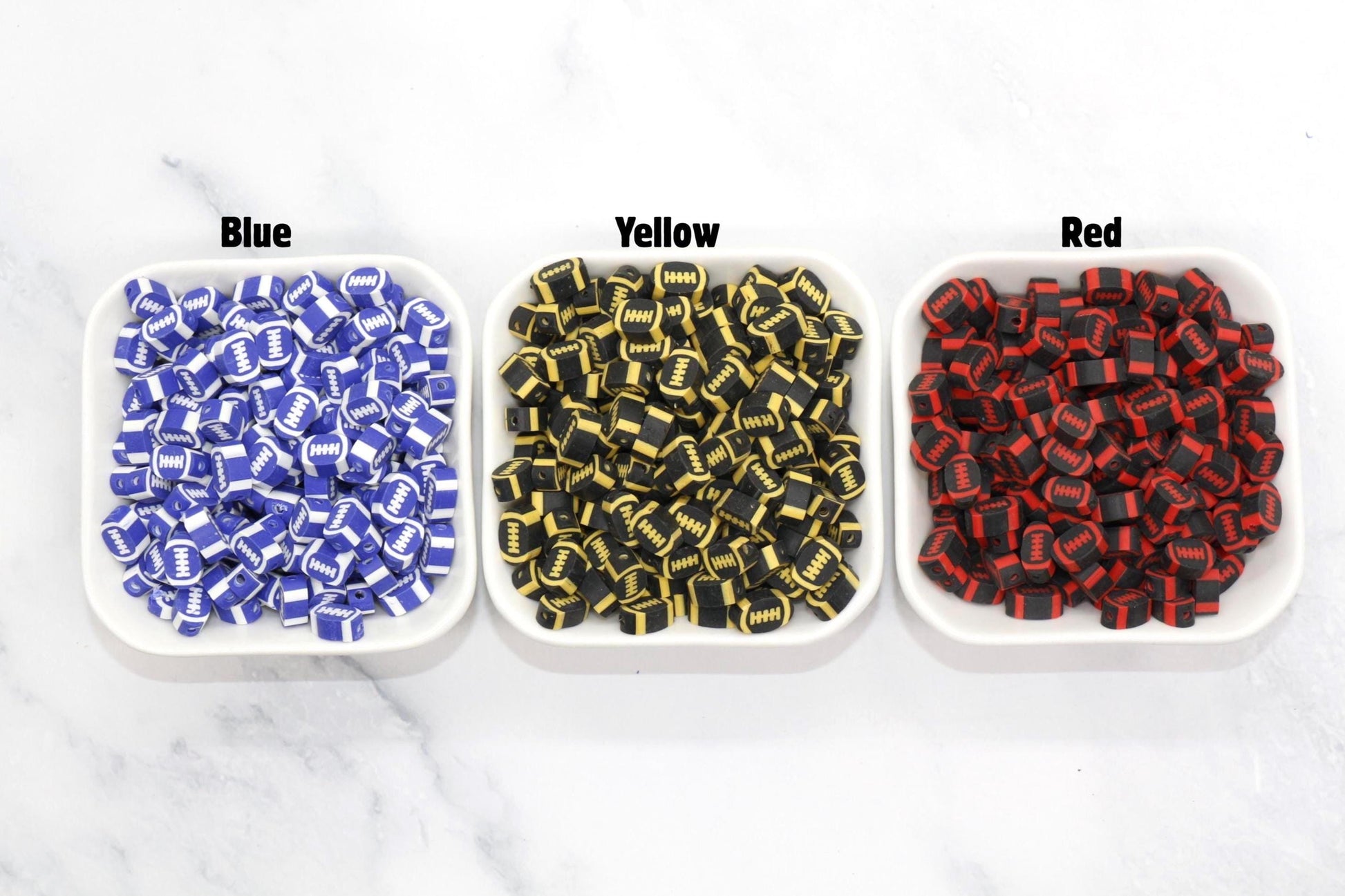 Football Polymer Clay Beads, Team Colors Sports Beads for Bracelets, DIY Jewelry Making, Handmade Craft Supplies, Gift for Football Player