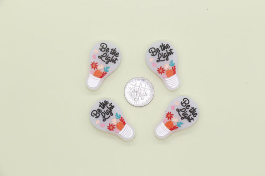 Be The Light Focal Silicone Beads, Light Bulb and Flower Beads, Religious Beads, Craft Supplies, DIY Projects #F765