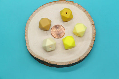 14mm Hexagon Silicone Beads for DIY Jewelry Making, Soft Geometric Beads for Bracelets, Keychains, Bulk Craft Supplies