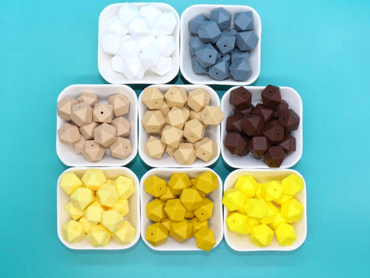 17mm Hexagon Silicone Beads, Jewelry Beads for Bracelets, Keychains, Soft Geometric Beads, DIY Craft Supplies