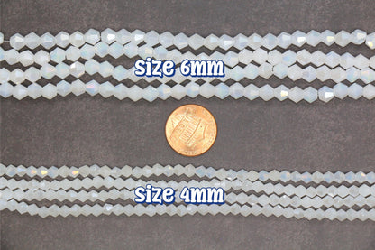 AB Color Bicone Beads, 4mm & 6mm Faceted Spacer Beads, Aurora Borealis Glass Beads for Bracelet Making, Jewelry Supplies