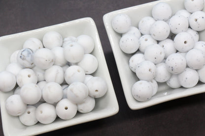 15mm Marble Silicone Beads for Bracelets, Soft Round DIY Jewelry Beads, Keychain Craft Supplies, Silicone Beads for DIY Jewelry Making
