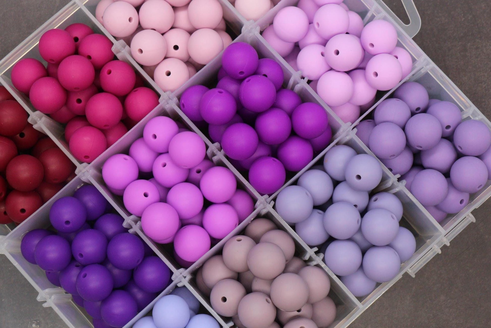 15mm Purple Silicone Beads for Bracelets, Soft Round DIY Jewelry Beads, Stretchy Keychain Craft Supplies, Non-Toxic Beads for Jewelry Making