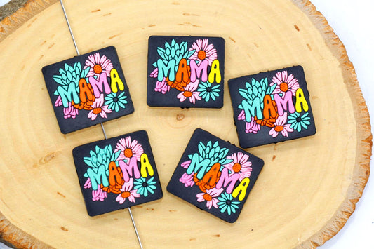 Mama Silicone Beads, Mama Focal Beads for Jewelry Making, Gift for Mom, Mother's Day Gift #898