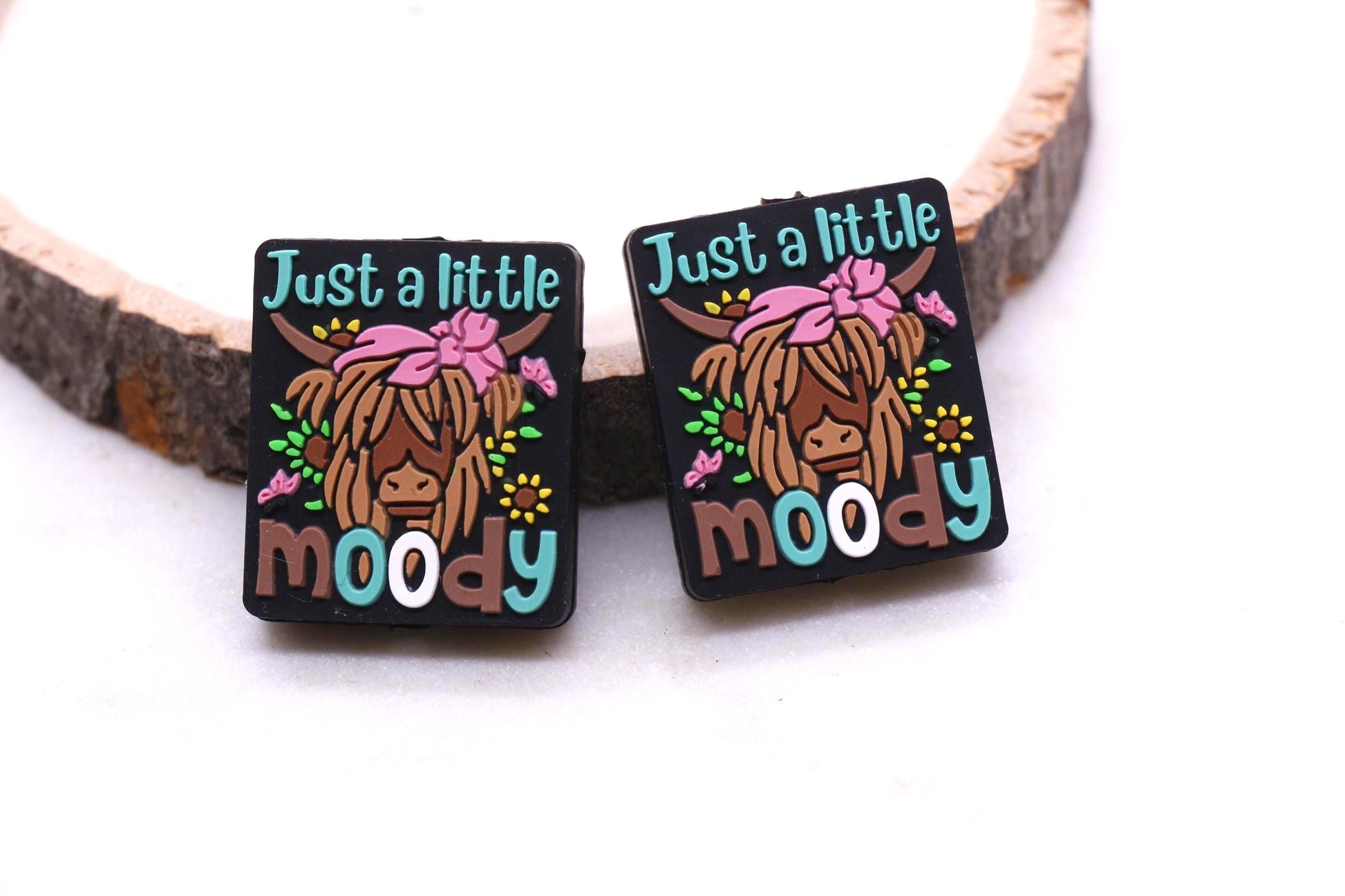 Just A Little Moody Beads, Silicone Focal Beads, Highland Cow Beads, Jewelry Making Supplies, Cute Animal Beads for Bracelets Keychains #901