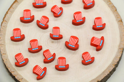 Patriotic Clay Beads, US Flag Polymer Clay Beads, July 4th Jewelry Beads, Red White Blue Beads for Crafts