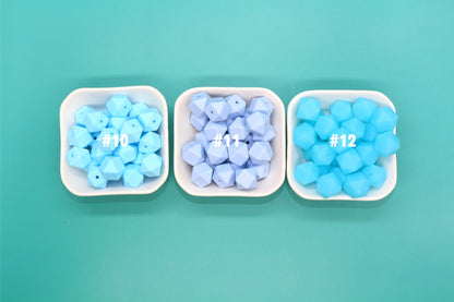 14mm Blue Hexagon Silicone Beads for DIY Jewelry Making, Soft Geometric Beads for Bracelets, Keychains, Bulk Craft Supplies