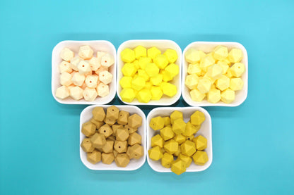 14mm Hexagon Silicone Beads for DIY Jewelry Making, Soft Geometric Beads for Bracelets, Keychains, Bulk Craft Supplies