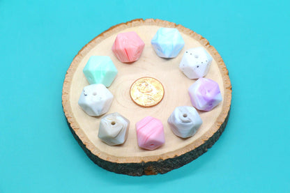 14mm Marble Hexagon Silicone Beads, Soft Geometric Beads for DIY Crafts, Silicone Beads for DIY Jewelry Making