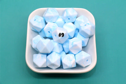 14mm Marble Hexagon Silicone Beads, Soft Geometric Beads for DIY Crafts, Silicone Beads for DIY Jewelry Making