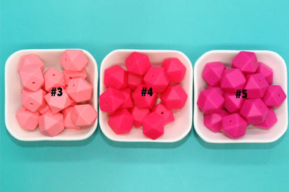17mm Hexagon Silicone Beads, Pink, Red, Orange, Bold Jewelry Beads for Bracelets, Keychains, Soft Geometric Beads, DIY Craft Supplies