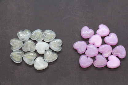 Glitter Heart Beads, Plastic Heart Shaped Beads for Jewelry Making, Chunky Plastic Heart Beads with Large Hole, Craft Supplies
