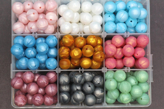 15mm Metallic Silicone Beads, Shimmering Jewelry Beads for Bracelets, Keychains, Soft Round Beads, DIY Craft Supplies