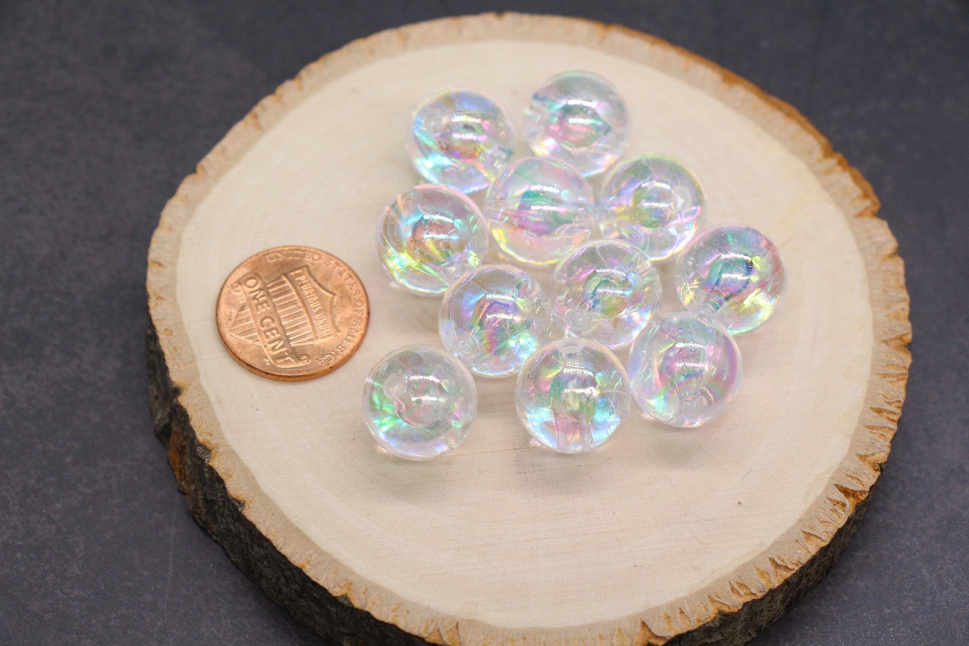 Clear AB Gumball Beads, 14mm Iridescent Chunky Round Beads for Bracelets, Jewelry Making, Sparkly Bubble Beads for DIY Crafts #3624