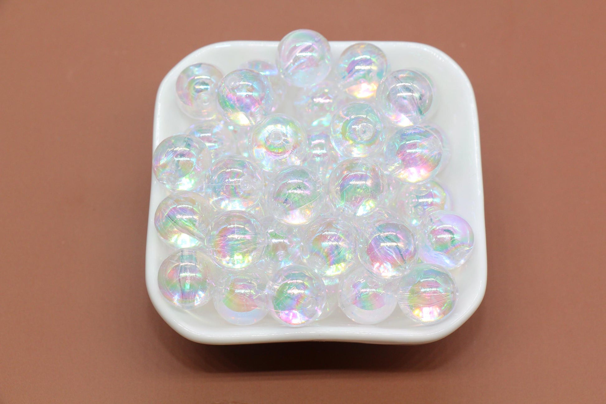 Clear AB Gumball Beads, 14mm Iridescent Chunky Round Beads for Bracelets, Jewelry Making, Sparkly Bubble Beads for DIY Crafts #3624