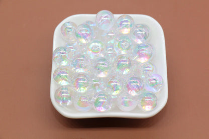 Clear AB Gumball Beads, 14mm Iridescent Chunky Round Beads for Bracelets, Jewelry Making, Sparkly Bubble Beads for DIY Crafts #3624