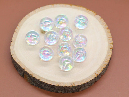 Clear AB Gumball Beads, 14mm Iridescent Chunky Round Beads for Bracelets, Jewelry Making, Sparkly Bubble Beads for DIY Crafts #3624