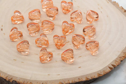 Transparent Acrylic Heart Beads, Plastic Heart Shape Beads, Vertical Hole Hearts #2845