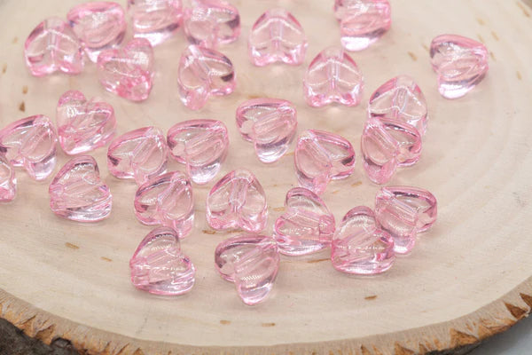 Transparent Acrylic Heart Beads, Plastic Heart Shape Beads, Vertical Hole Hearts #2845