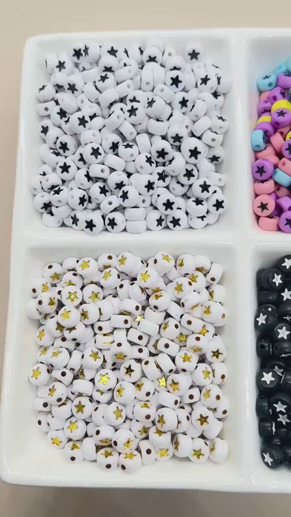 Acrylic Star Beads, 7mm Plastic Star Beads for Crafting, Bright Colors & Fun Designs, DIY Jewelry Supplies