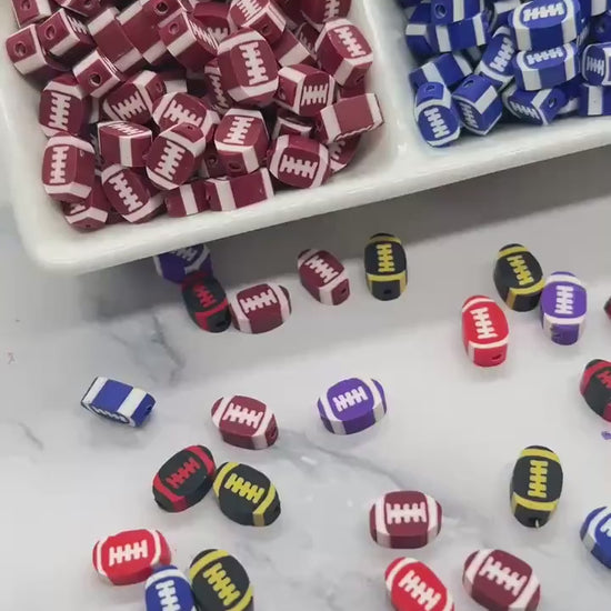 Football Polymer Clay Beads, Team Colors Sports Beads for Bracelets, DIY Jewelry Making, Handmade Craft Supplies, Gift for Football Player