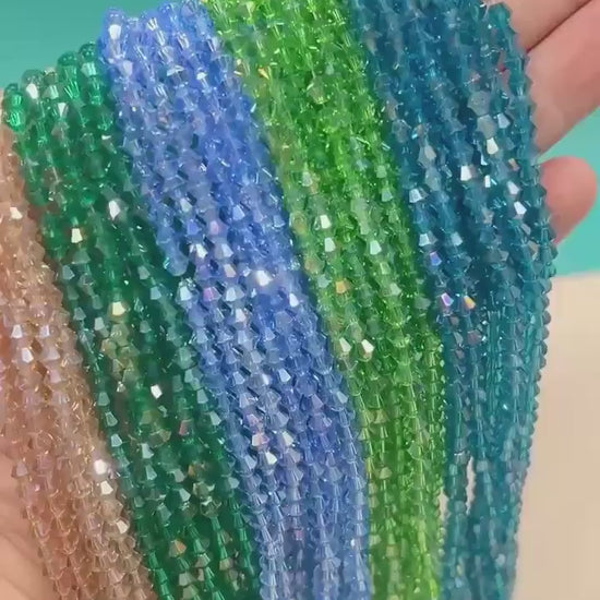 AB Color Bicone Beads, 4mm & 6mm Faceted Spacer Beads, Aurora Borealis Glass Beads for Bracelet Making, Jewelry Supplies