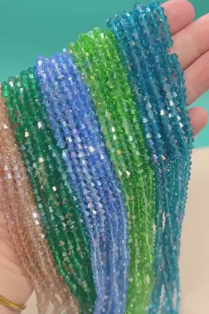 AB Color Bicone Beads, 4mm & 6mm Faceted Spacer Beads, Aurora Borealis Glass Beads for Bracelet Making, Jewelry Supplies