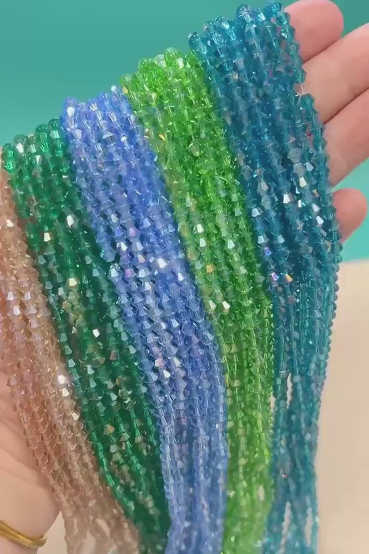 AB Color Bicone Beads, 4mm & 6mm Faceted Spacer Beads, Aurora Borealis Glass Beads for Bracelet Making, Jewelry Supplies