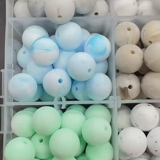 15mm Marble Silicone Beads for Bracelets, Soft Round DIY Jewelry Beads, Keychain Craft Supplies, Silicone Beads for DIY Jewelry Making
