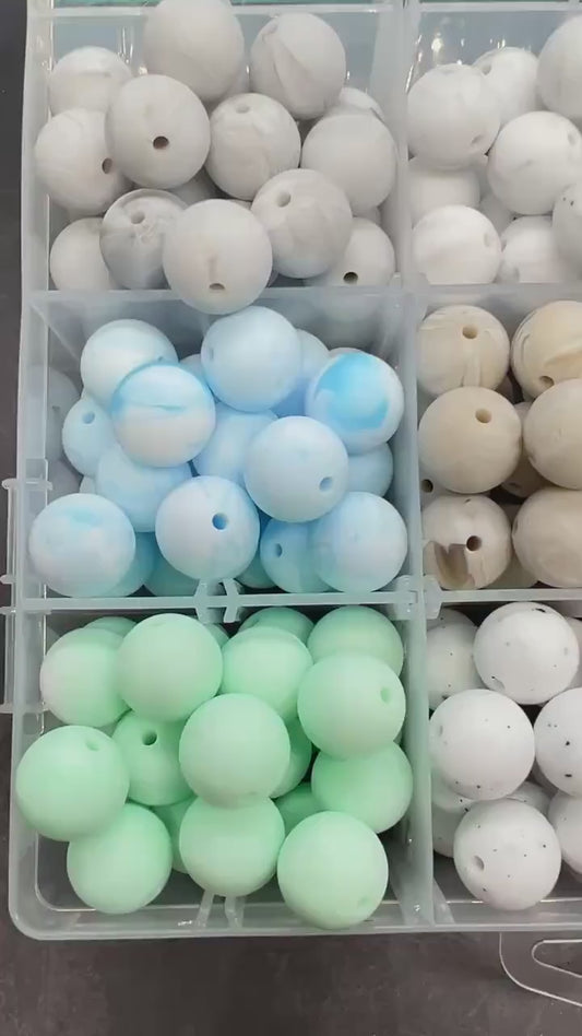 15mm Marble Silicone Beads for Bracelets, Soft Round DIY Jewelry Beads, Keychain Craft Supplies, Silicone Beads for DIY Jewelry Making