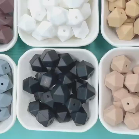 14mm Hexagon Silicone Beads for DIY Jewelry Making, Soft Geometric Beads for Bracelets, Keychains, Bulk Craft Supplies