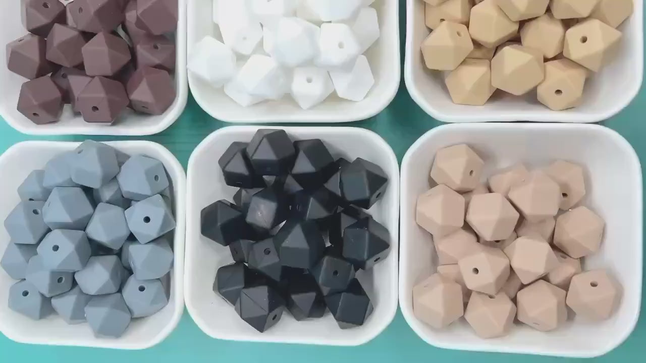 14mm Hexagon Silicone Beads for DIY Jewelry Making, Soft Geometric Beads for Bracelets, Keychains, Bulk Craft Supplies