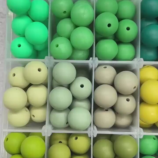 15mm Green Silicone Beads for Bracelets, Soft Round DIY Jewelry Beads, Keychain Craft Supplies, Silicone Beads for DIY Jewelry Making