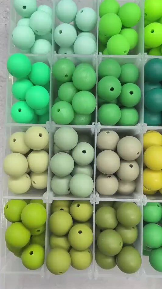 15mm Green Silicone Beads for Bracelets, Soft Round DIY Jewelry Beads, Keychain Craft Supplies, Silicone Beads for DIY Jewelry Making