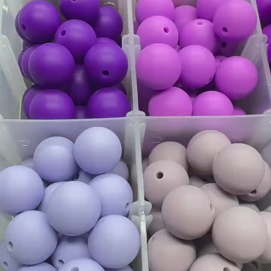 15mm Purple Silicone Beads for Bracelets, Soft Round DIY Jewelry Beads, Stretchy Keychain Craft Supplies, Non-Toxic Beads for Jewelry Making