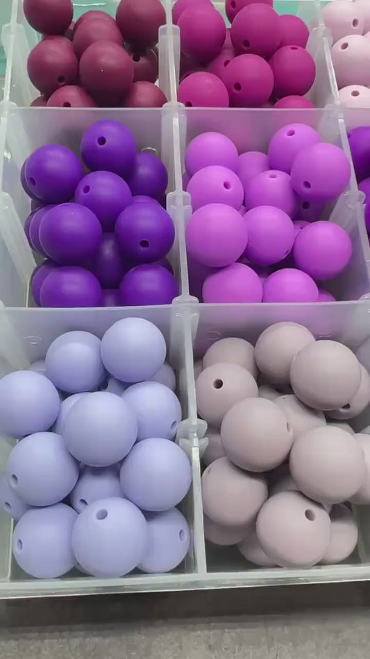 15mm Purple Silicone Beads for Bracelets, Soft Round DIY Jewelry Beads, Stretchy Keychain Craft Supplies, Non-Toxic Beads for Jewelry Making