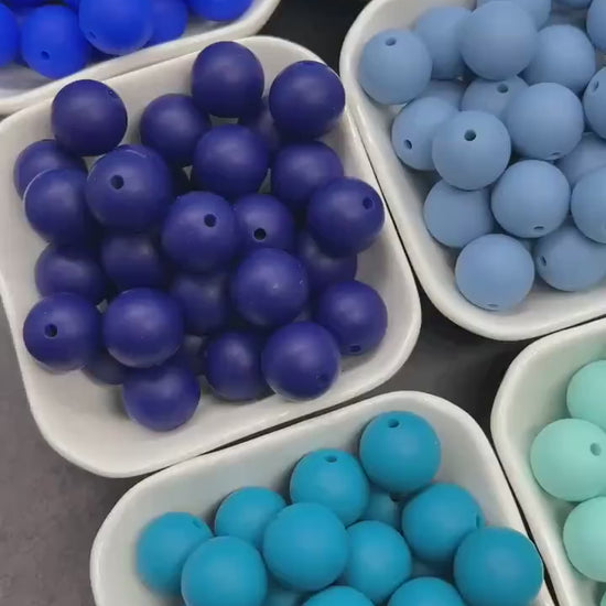 15mm Blue Silicone Beads for Bracelets, Soft Round DIY Jewelry Beads, Keychain Craft Supplies, Silicone Beads for DIY Jewelry Making