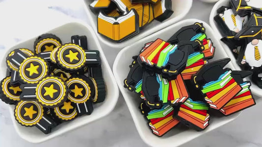 Graduation Silicone Beads, Cap and Gown Focal Beads, DIY Graduation Jewelry Supplies, Gift for Seniors, Gift for Graduates
