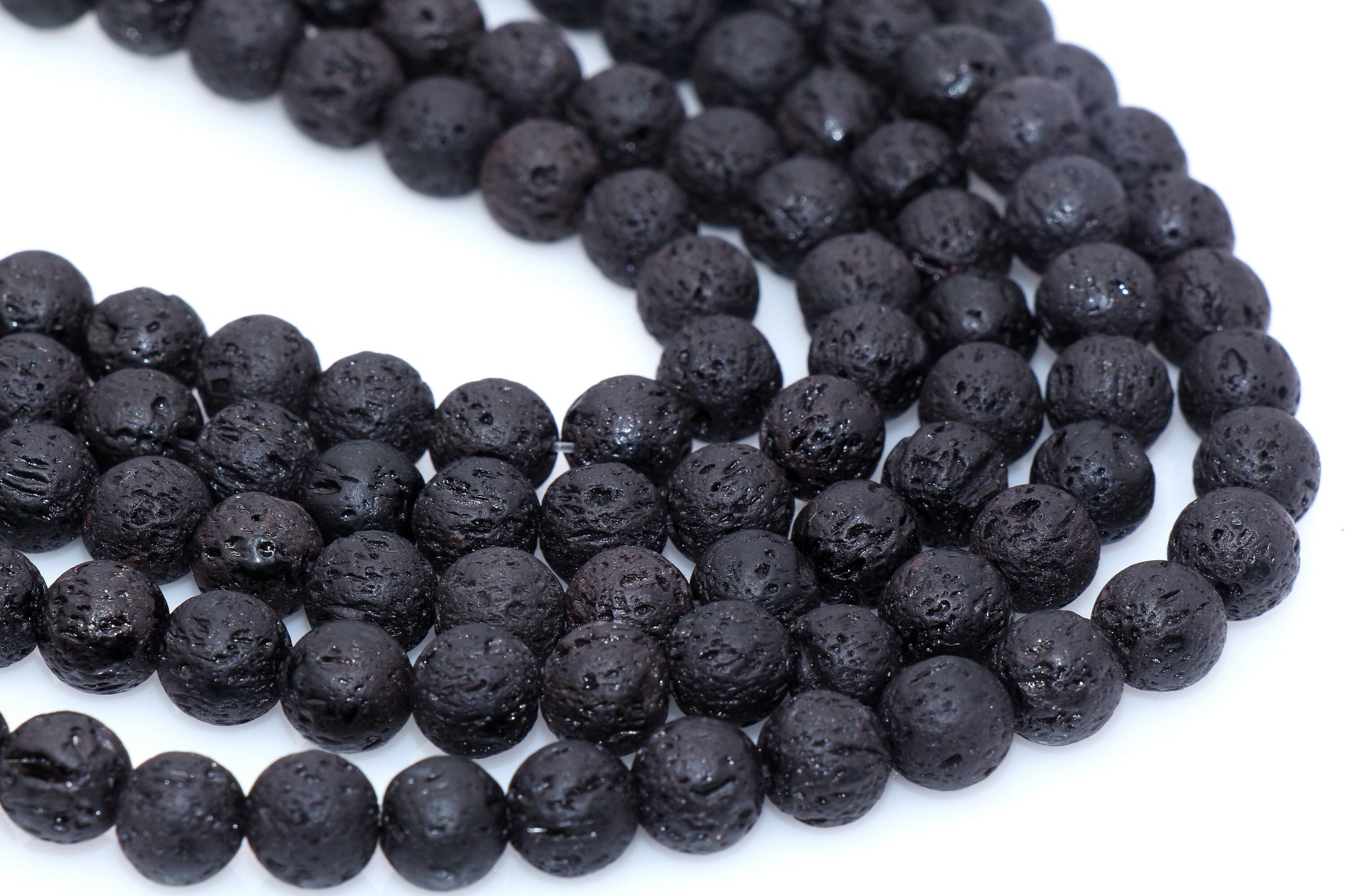 Natural Lava Beads, Black Volcanic Rock Beads, Round Gemstone Beads, Sizes 4mm, 6mm 8mm, Full Strand 15.5 #68