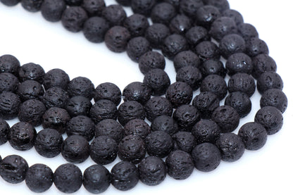 Natural Lava Beads, Black Volcanic Rock Beads, Round Gemstone Beads, Sizes 4mm, 6mm 8mm, Full Strand 15.5 #68