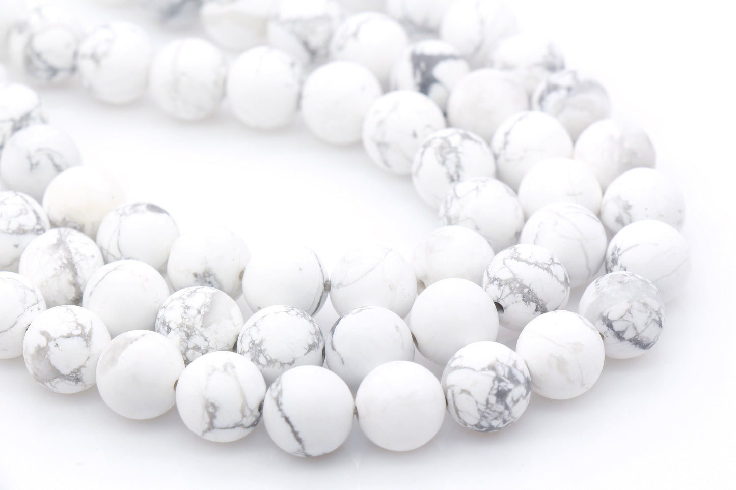 Matte Howlite Beads, Natural Gemstones Round Beads, Sizes 6mm 8mm 10mm, Full Strand 15.5" #23