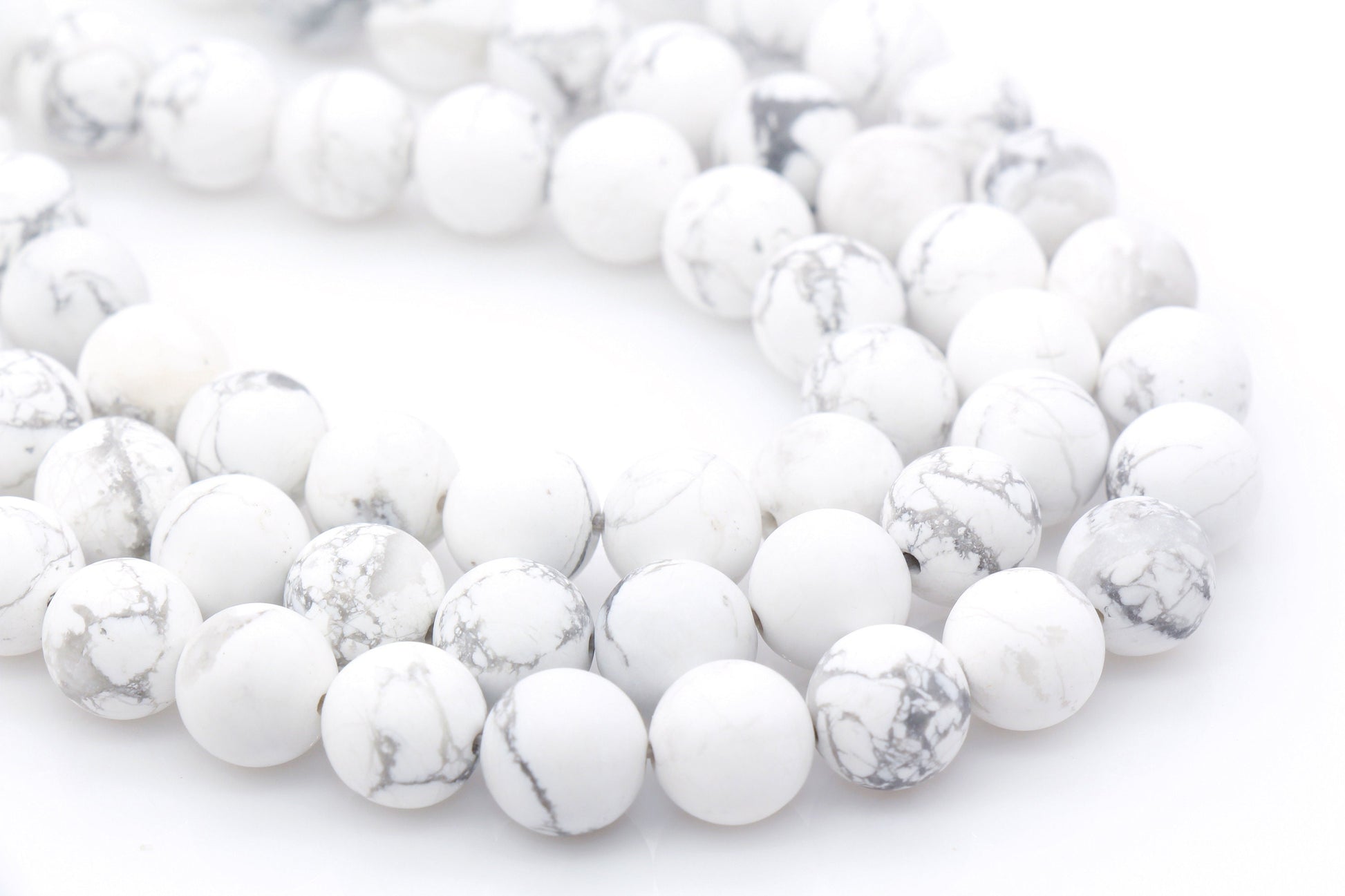 Matte Howlite Beads, Natural Gemstones Round Beads, Sizes 6mm 8mm 10mm, Full Strand 15.5" #23