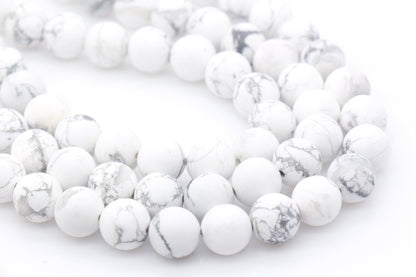 Matte Howlite Beads, Natural Gemstones Round Beads, Sizes 6mm 8mm 10mm, Full Strand 15.5" #23